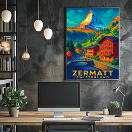 Zermatt Switzerland Scenic Alpine Majesty Wanderlust Lovers Travel Wall Art Poster