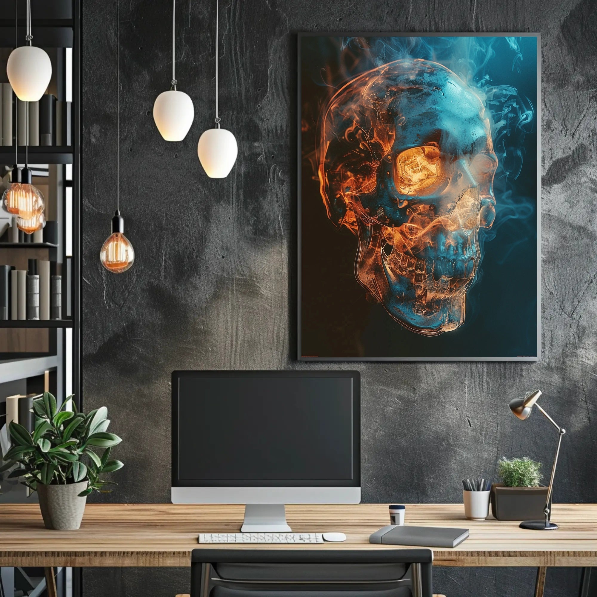 Fiery Skull Art Poster PosterGoat