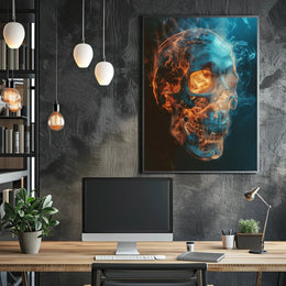 Fiery Skull Art Poster PosterGoat