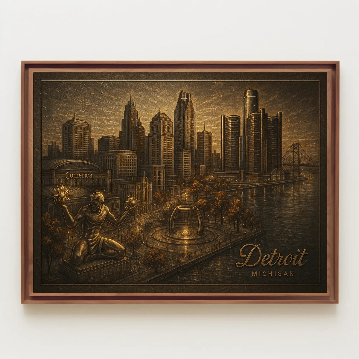 Detroit Skyline Urban Life Photography Realism Poster