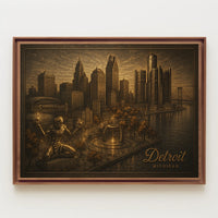 Detroit Skyline Urban Life Photography Realism Poster