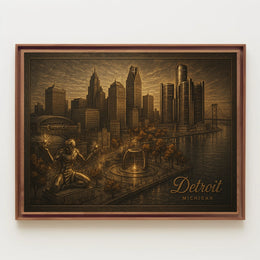 Detroit Skyline Urban Life Photography Realism Poster
