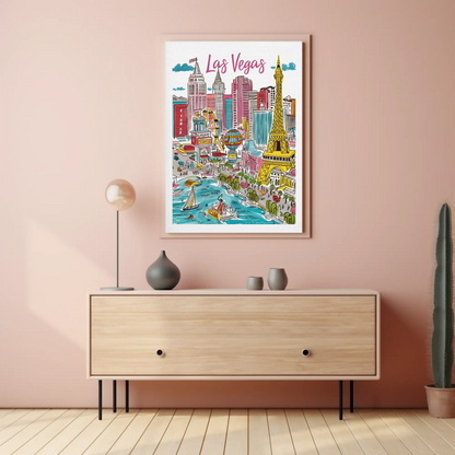 Las Vegas Nevada Bright Lights City Skyline Travel Poster