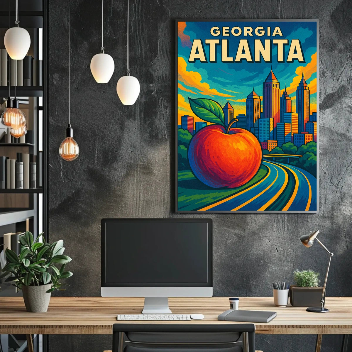Atlanta Skyline and Peach Poster