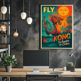 Fly To Hong Kong Wander In Color Poster