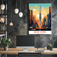 Empire State Building Retro New York Cityscape Urban Poster
