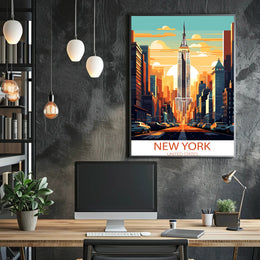 Empire State Building New York Poster Retro Wall Art