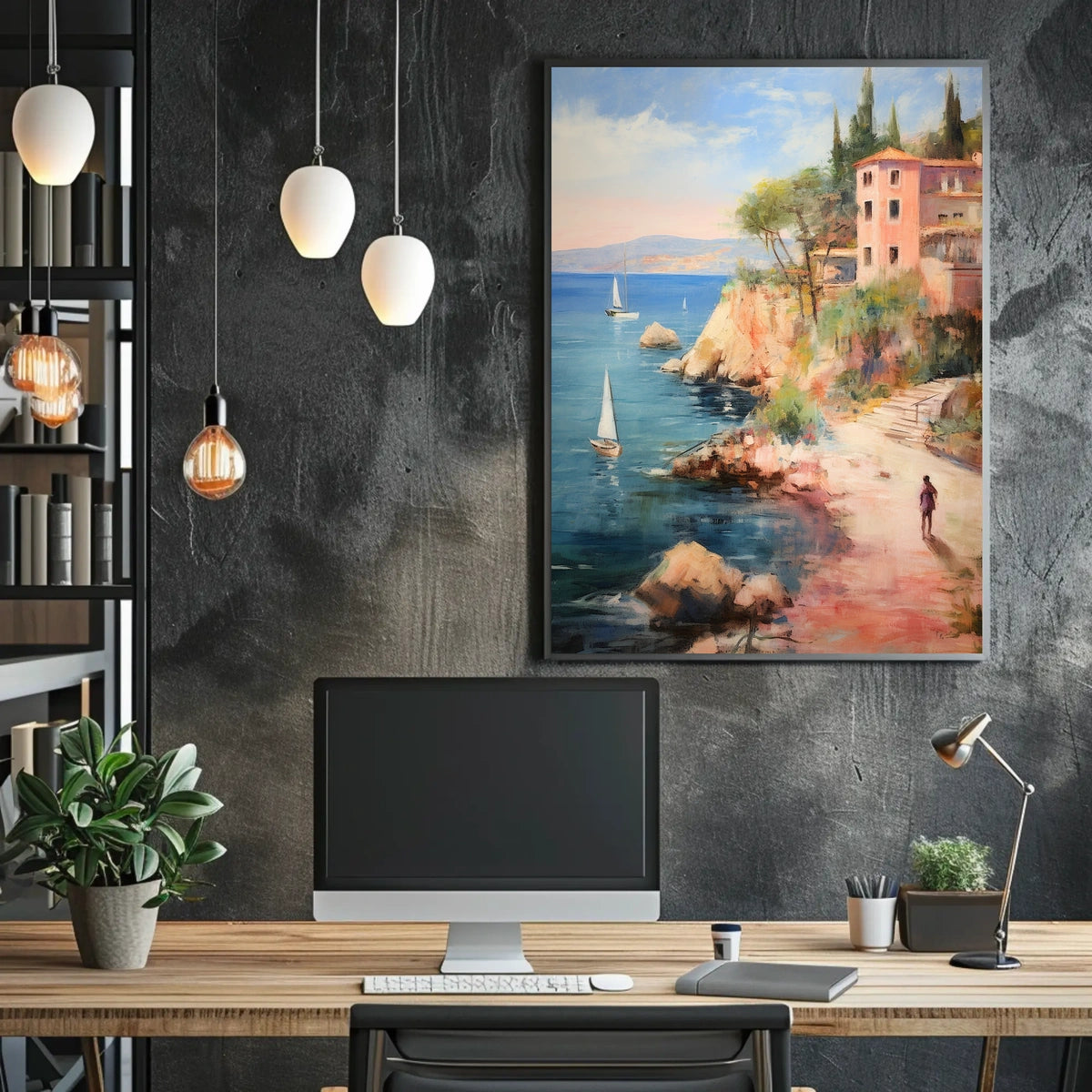 Coastal Mediterranean Cliffside View Travel Poster
