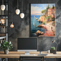 Coastal Mediterranean Cliffside View Travel Poster