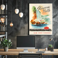 Niagara Falls Travel Adventure Vintage Train Poster