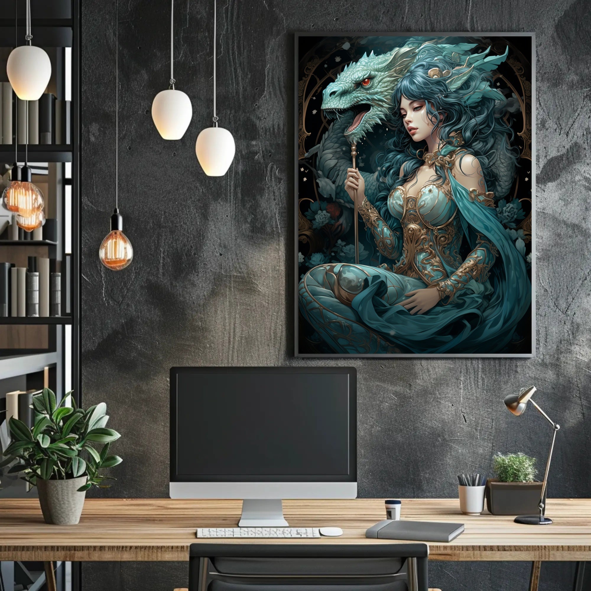 Enchantress And Dragon Poster