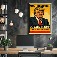 Donald Trump 45th President of the United States Inked Comic Style Poster