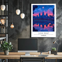 Angkor Wat Twilight Scene: Siem Reap Travel Poster