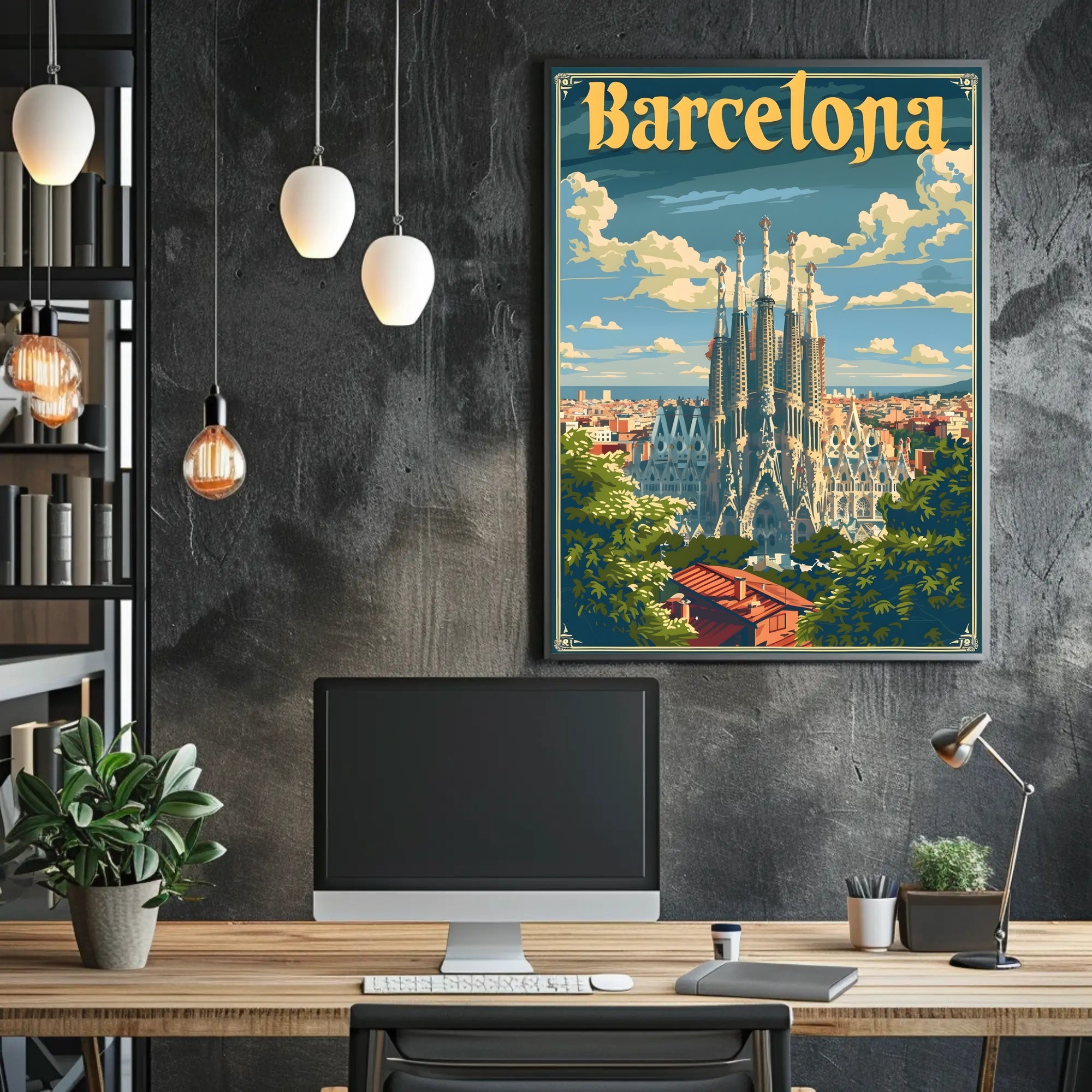 Sagrada Família Travel Poster: Vintage Urban Charm