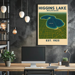 Higgins Lake Tranquil Vintage Travel Poster