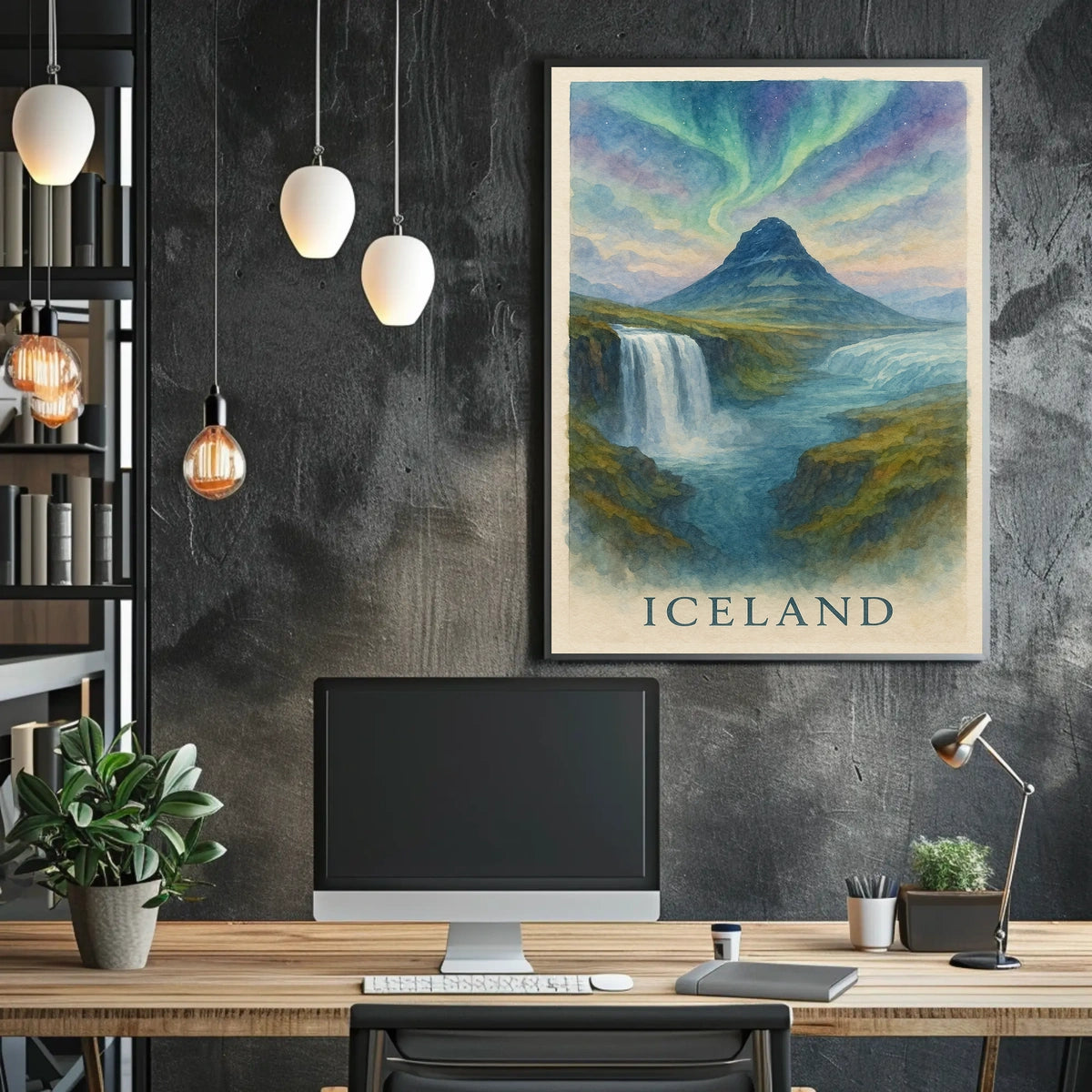 Enchanting Iceland Watercolor Poster