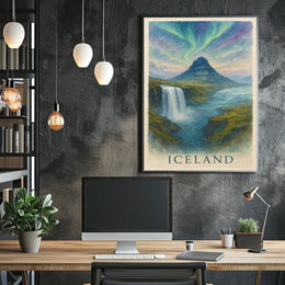 Enchanting Iceland Watercolor Poster
