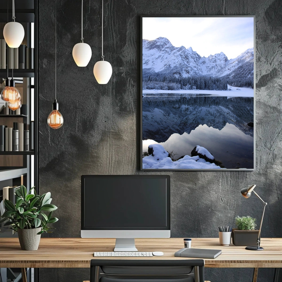Serene Winter Lake Scene in National Park Poster