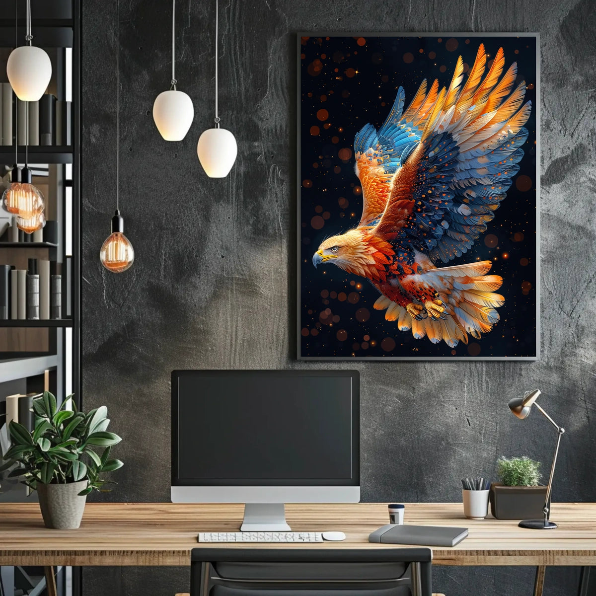 Majestic Eagle in Flight Surreal Art Poster