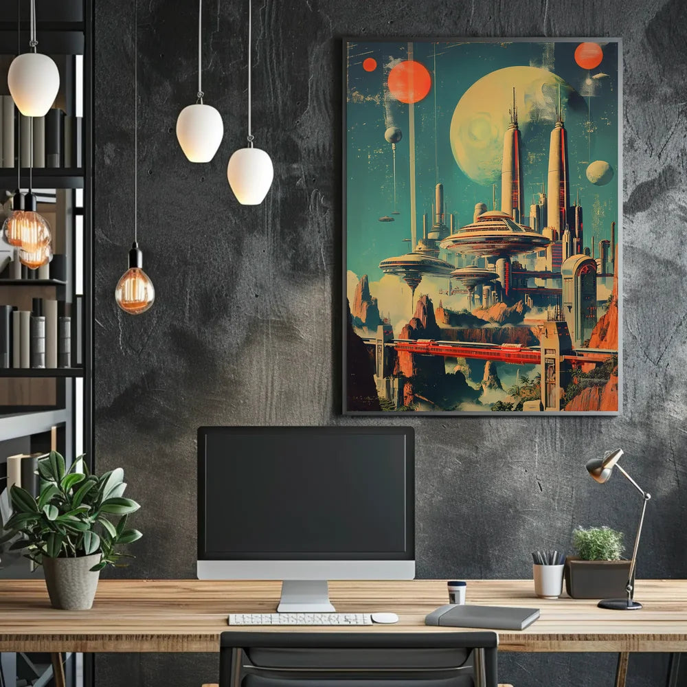 Vintage Sci-Fi Cityscape Art Poster