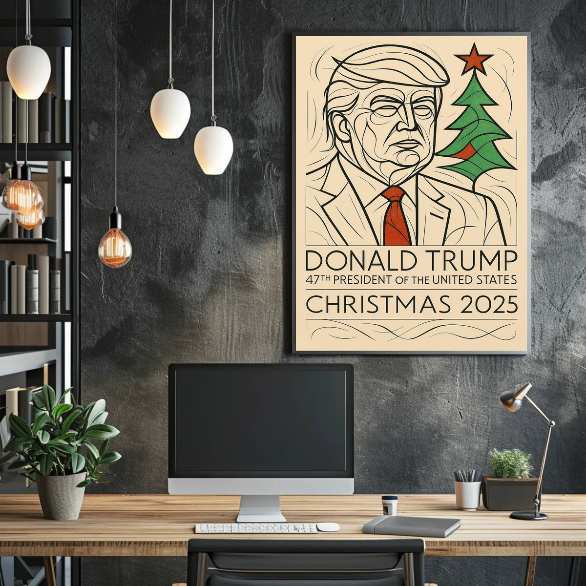 Trump Presidential Christmas 2025 Minimalist Political Propaganda Poster