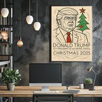 Trump Presidential Christmas 2025 Minimalist Political Propaganda Poster