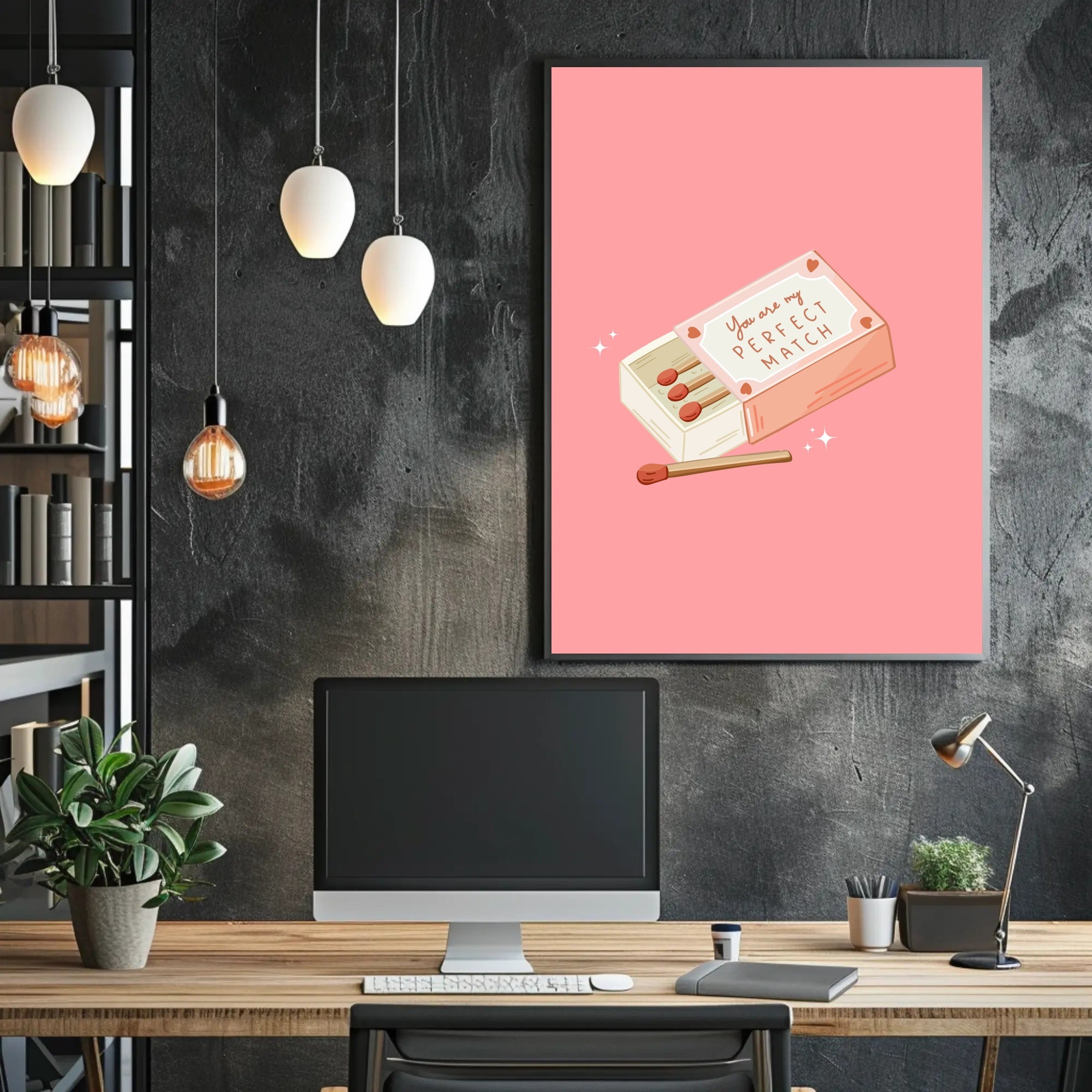 Perfect Match Romantic Whimsical Modern Illustration Poster PosterGoat