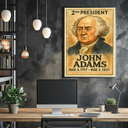 John Adams 2nd President of the United States Exaggerated Cartoon Sketch Poster