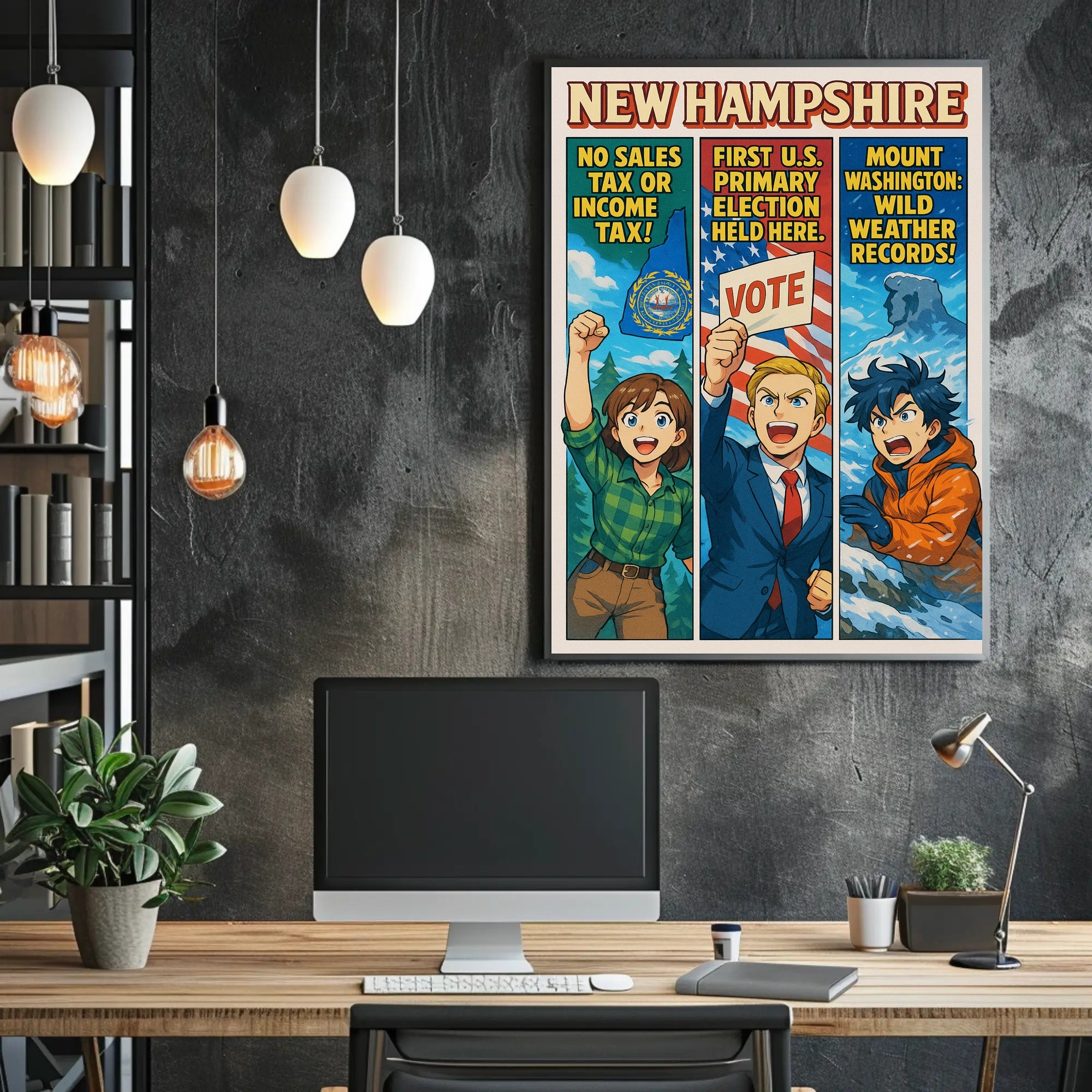 New Hampshire Highlights Poster PosterGoat