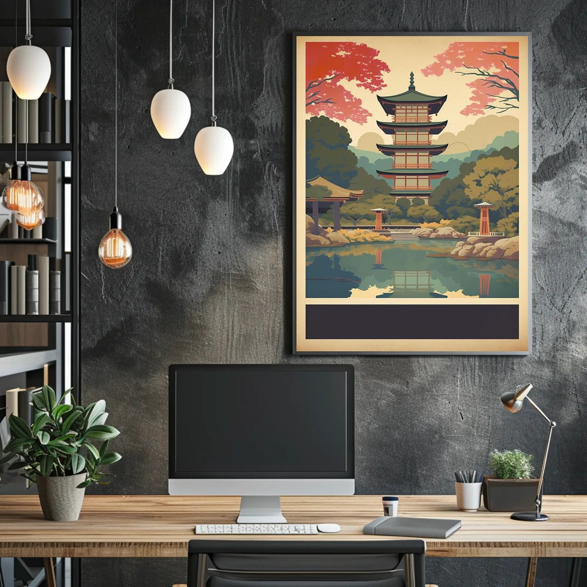 Tranquil Pagoda Reflections Poster