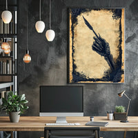 Quill Grasping Skeletal Hand Artistic Poster
