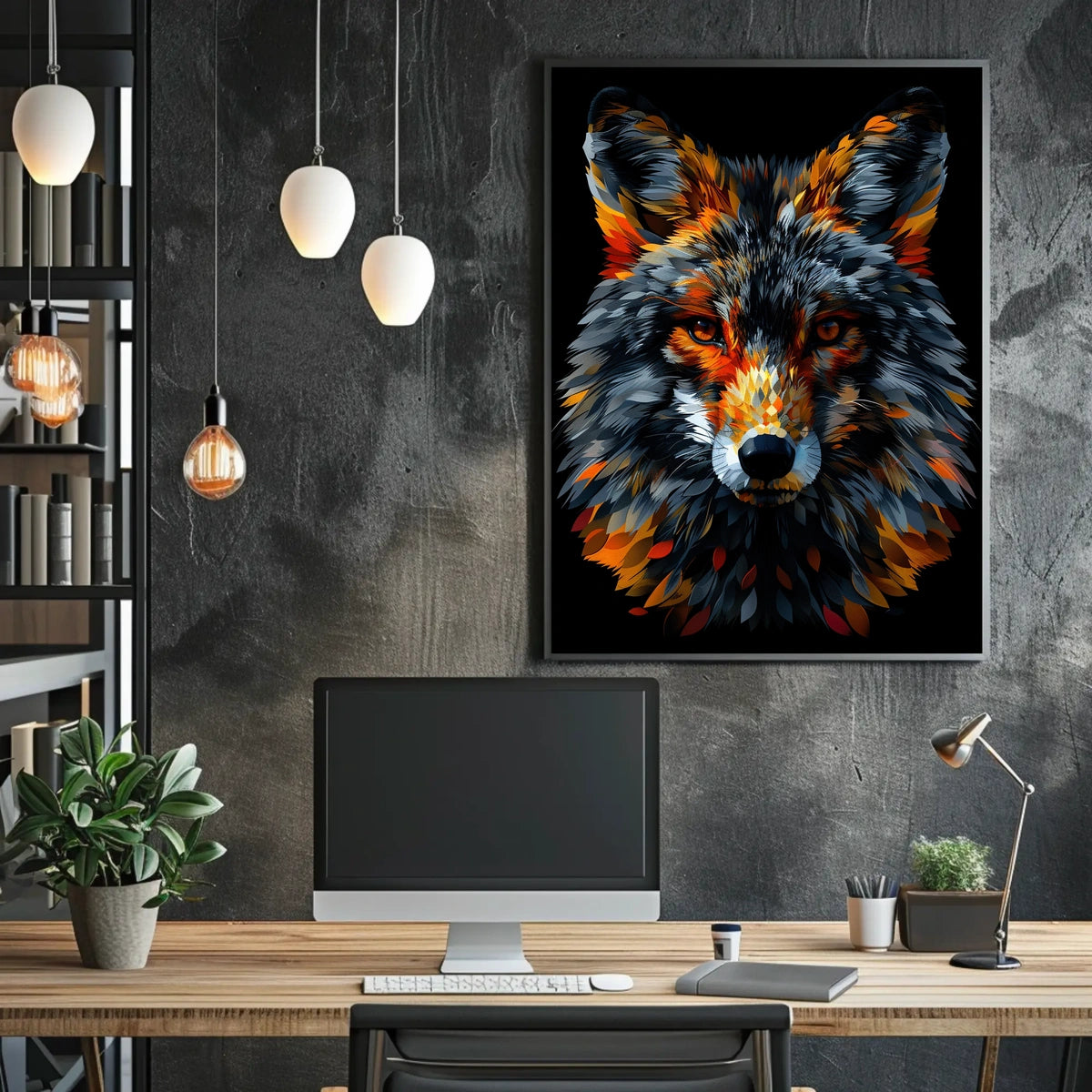 Vibrant Wolf Portrait Poster