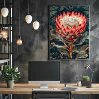 King Protea Botanical Art: Abstract or Artistic Poster