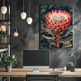 King Protea Botanical Art: Abstract or Artistic Poster