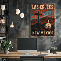 Las Cruces Skyline Minimalist Digital Painting Decor Poster