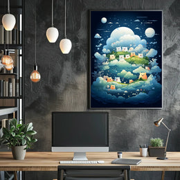 Whimsical Nightscape Poster with Dreamy Bear Creatures