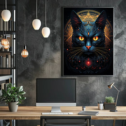 Stylized Symmetrical Cat Art Print - Animal Poster