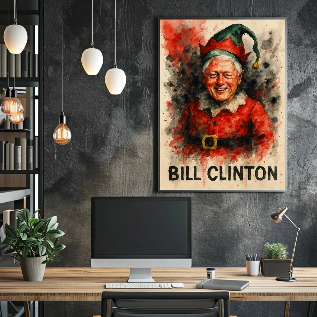 Santa-Inspired Watercolor Portrait: Abstract, Artistic, or Pop Culture Poster