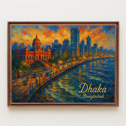 Dhaka Skyline Sunset Photography Realism Urban Poster
