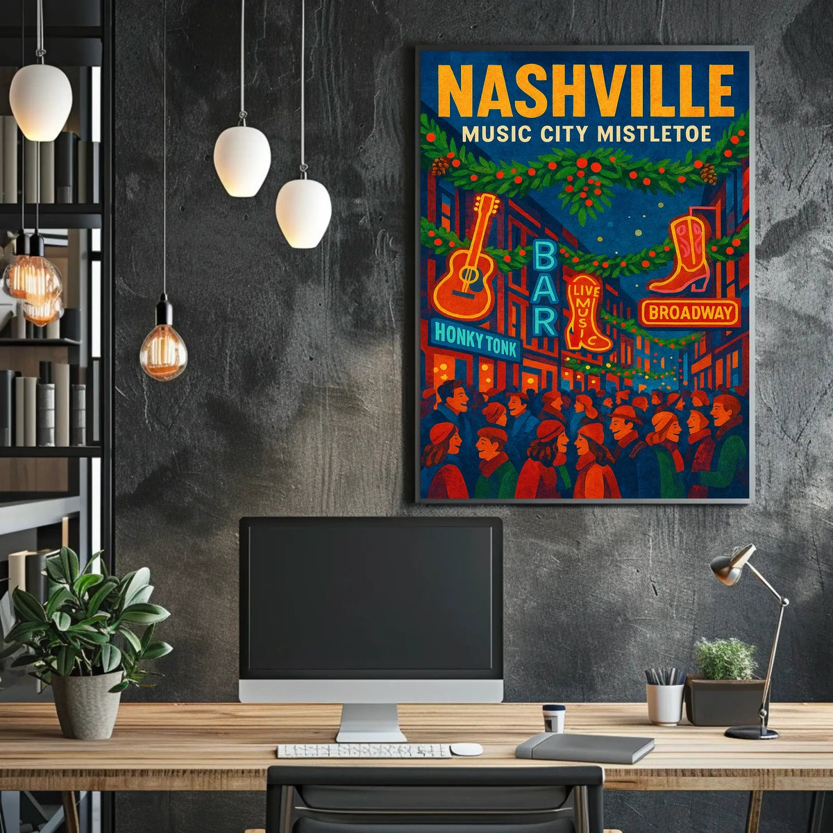 Nashville Music City Mistletoe Poster