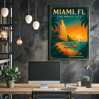 Miami Sunset Magic: Vintage Travel Art Poster