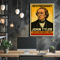 John Tyler 10th President of the United States Inked Comic Style Poster