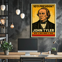 John Tyler 10th President of the United States Inked Comic Style Poster