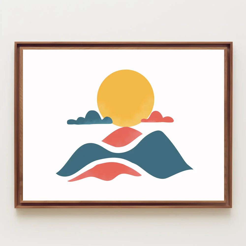 Minimalist Abstract Sun and Landscape Art Poster