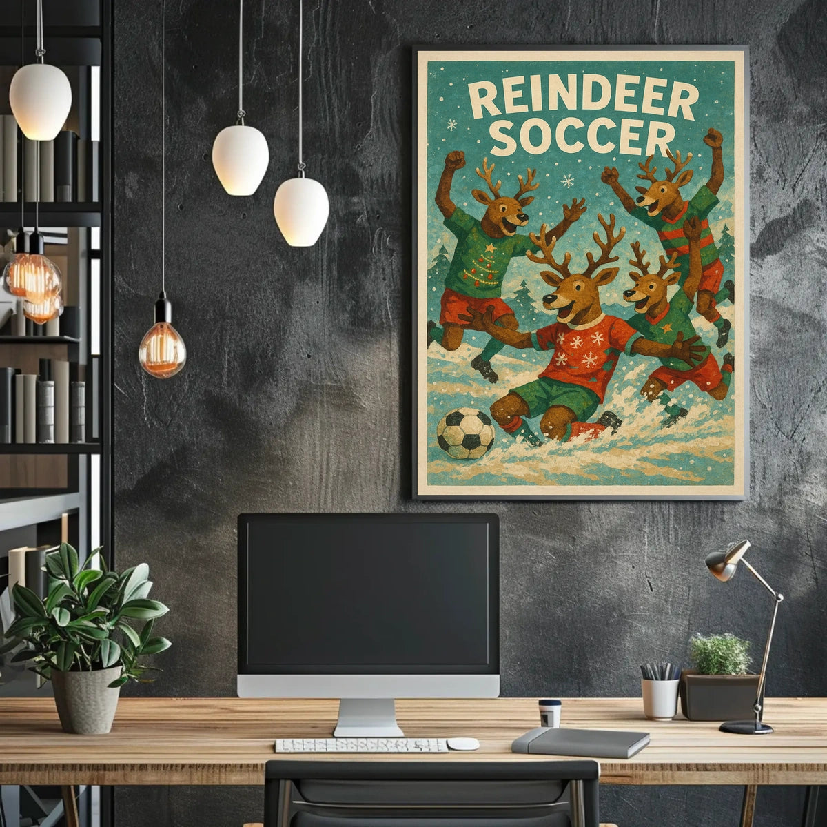 Reindeer Soccer Poster