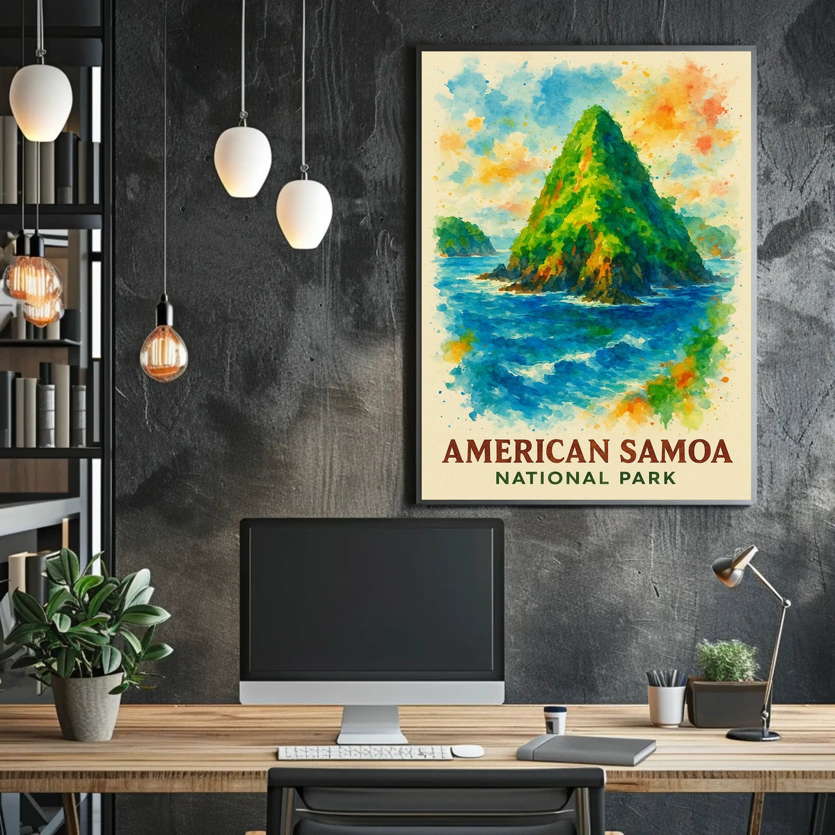 American Samoa National Park Watercolor Art Poster