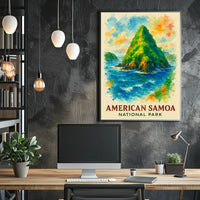 American Samoa National Park Watercolor Art Poster