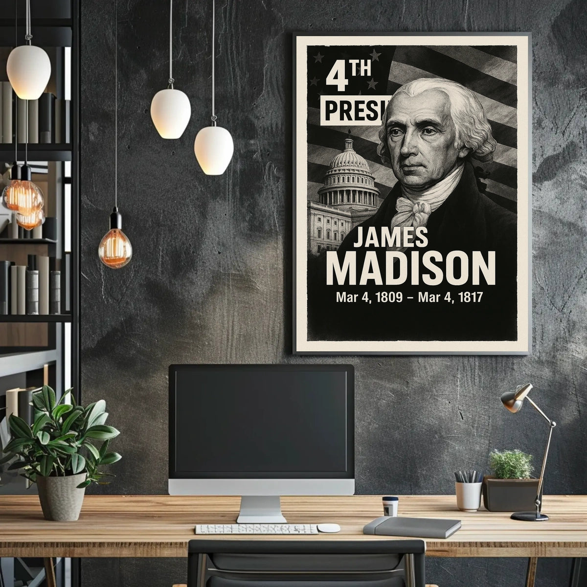 James Madison 4th President of the United States Digital Montaje Poster
