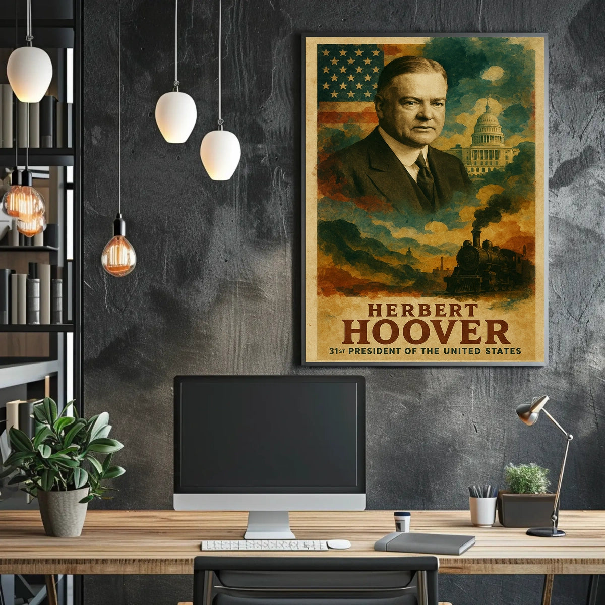 Herbert Hoover 31st President of the United States Layered Digital Collage Poster