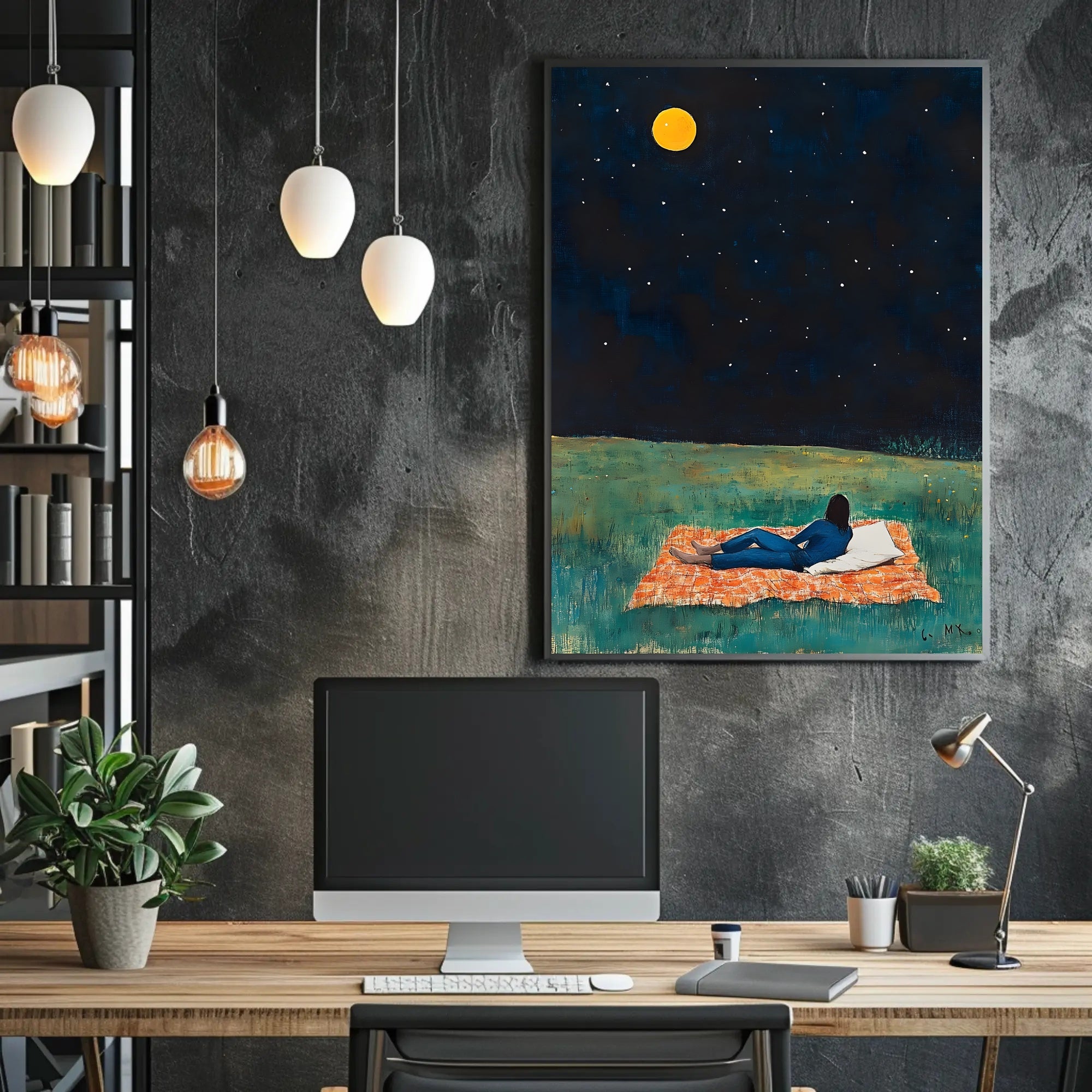 Stargazing Serenity Poster Night Sky Wall Art Print